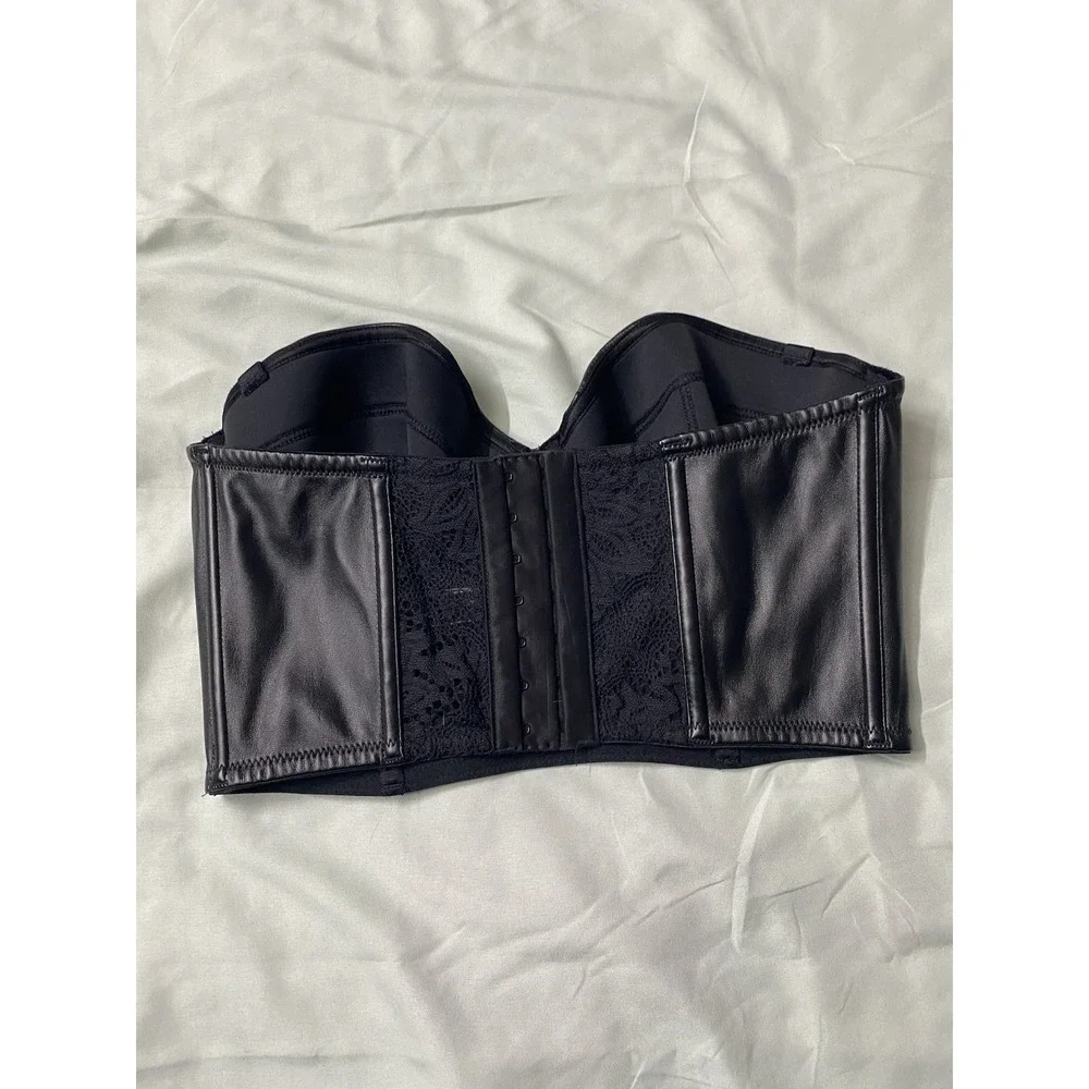 Victoria's Secret "Very Sexy" Faux Leather Balconet Corset Top Festival Grunge - Picture 3 of 7